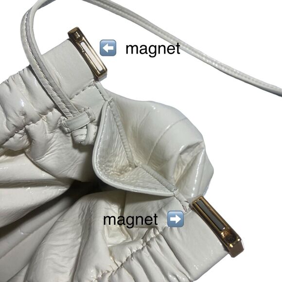 Nanushka The Bar Clutch Shoulder Bag Cream White Faux Leather Evening Purse - Picture 5 of 14